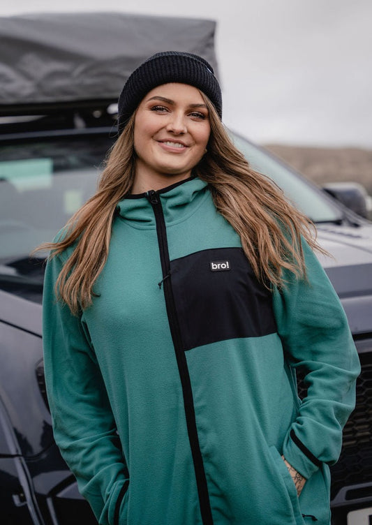 bro! zip fleece hoodie (spruce green)