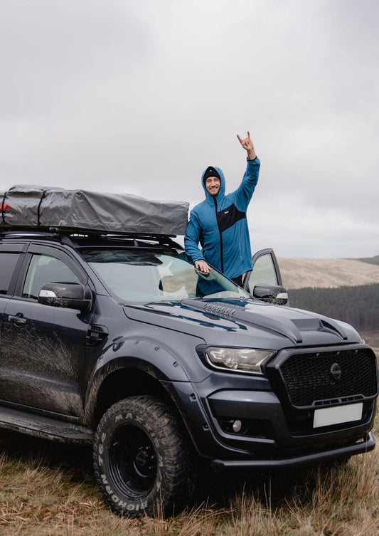 bro! zip fleece hoodie (slate blue)