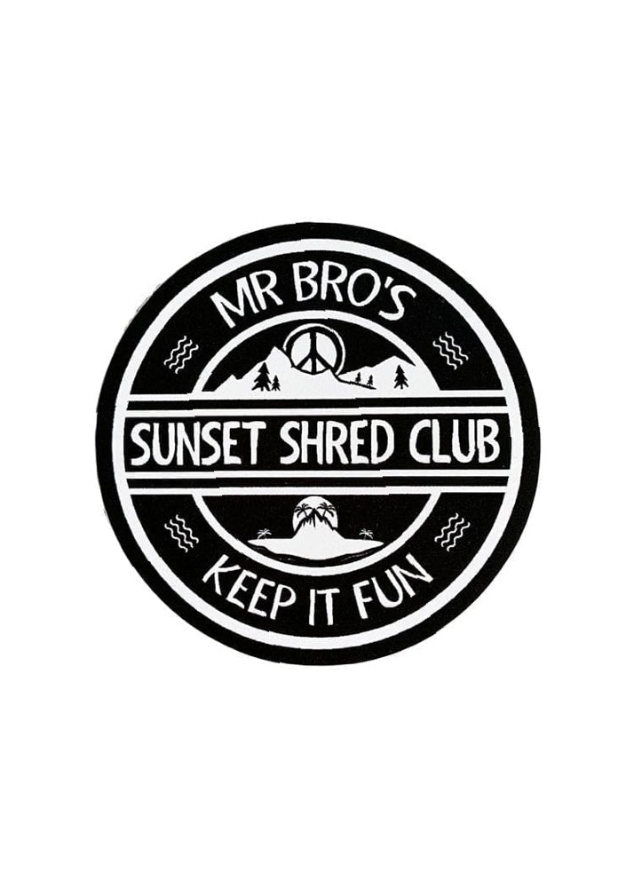 bro! sunset shred club sticker (black)